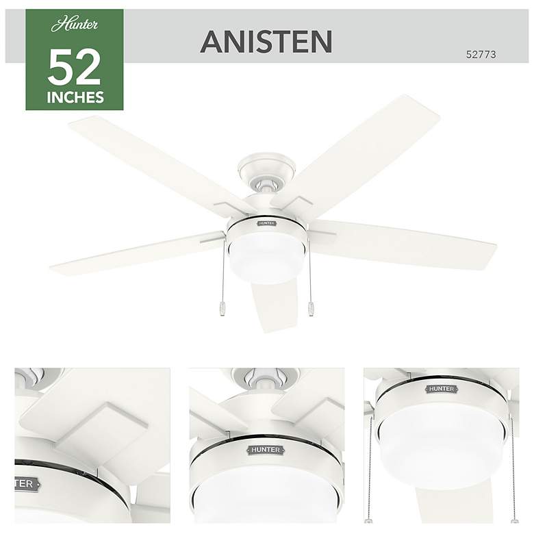 Image 5 Hunter Anisten LED 52 in Fresh White ENERGY STAR Indoor Fan more views