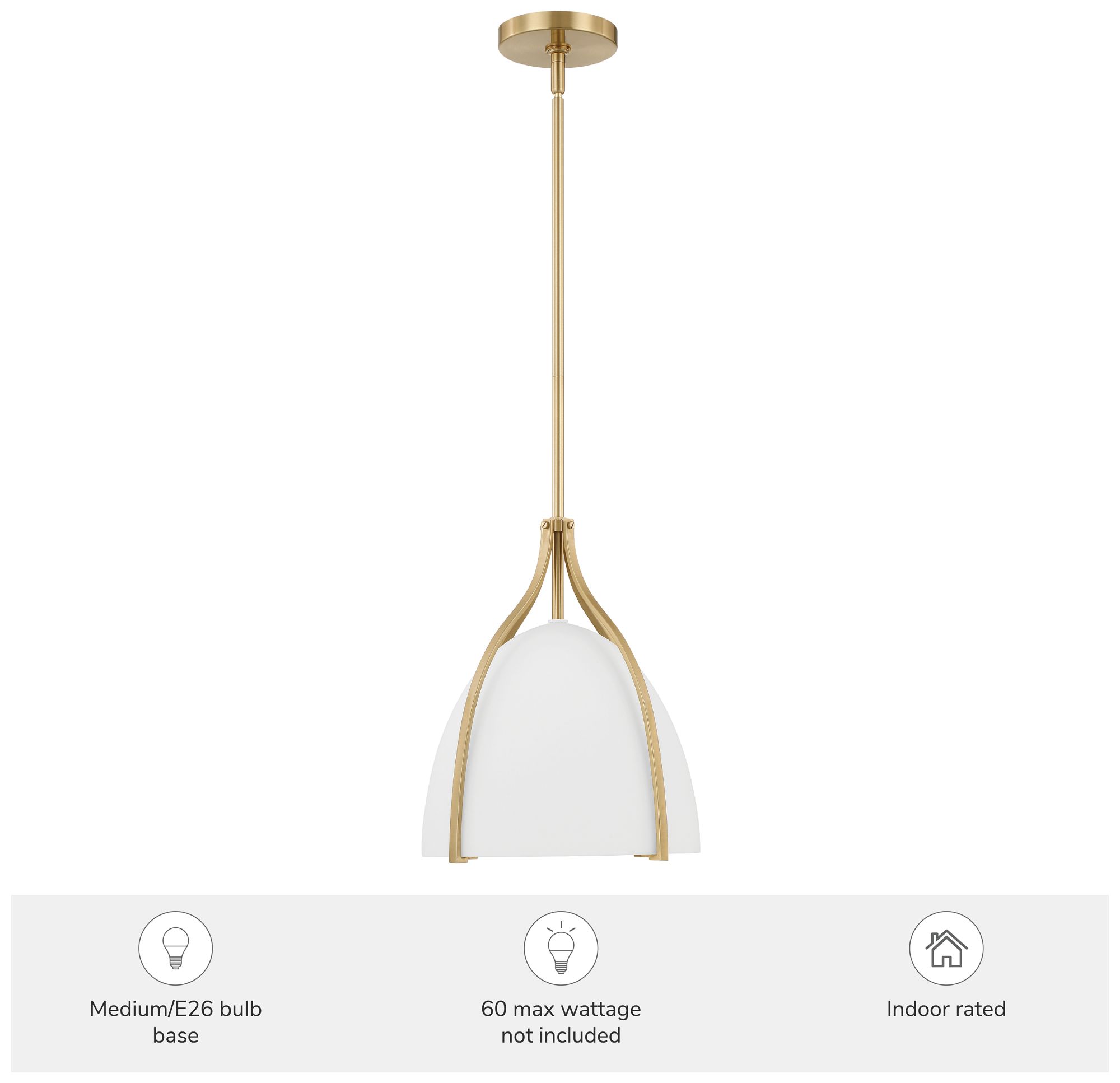 Image 6 Hunter Arcelia Alturas Gold with Cased White Glass 1 Light Pendant more views