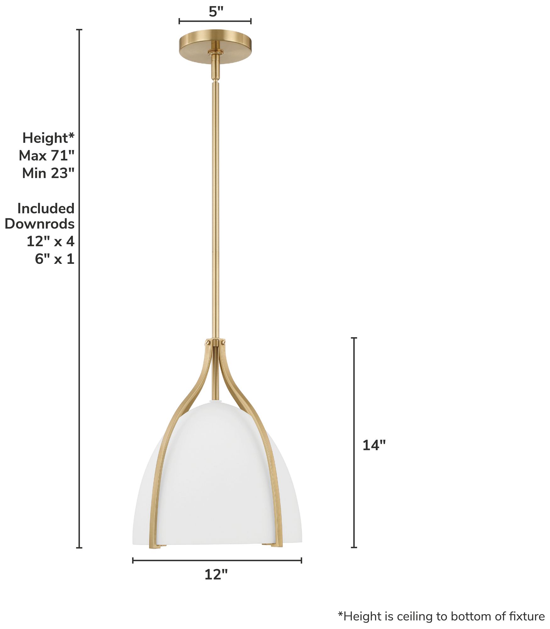 Image 7 Hunter Arcelia Alturas Gold with Cased White Glass 1 Light Pendant more views