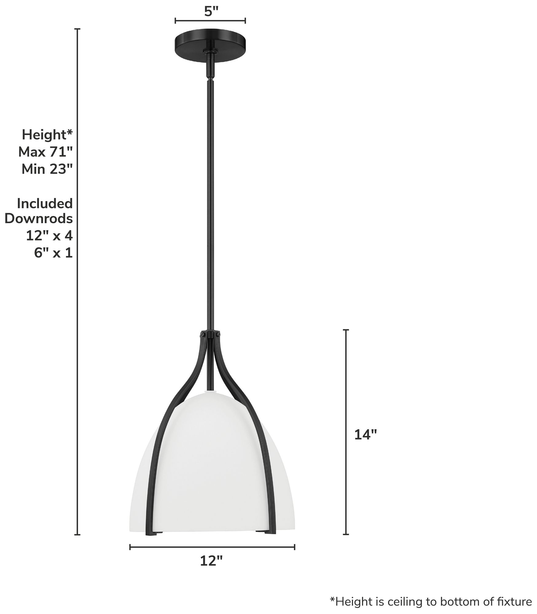 Image 7 Hunter Arcelia Matte Black with Cased White Glass 1 Light Pendant more views