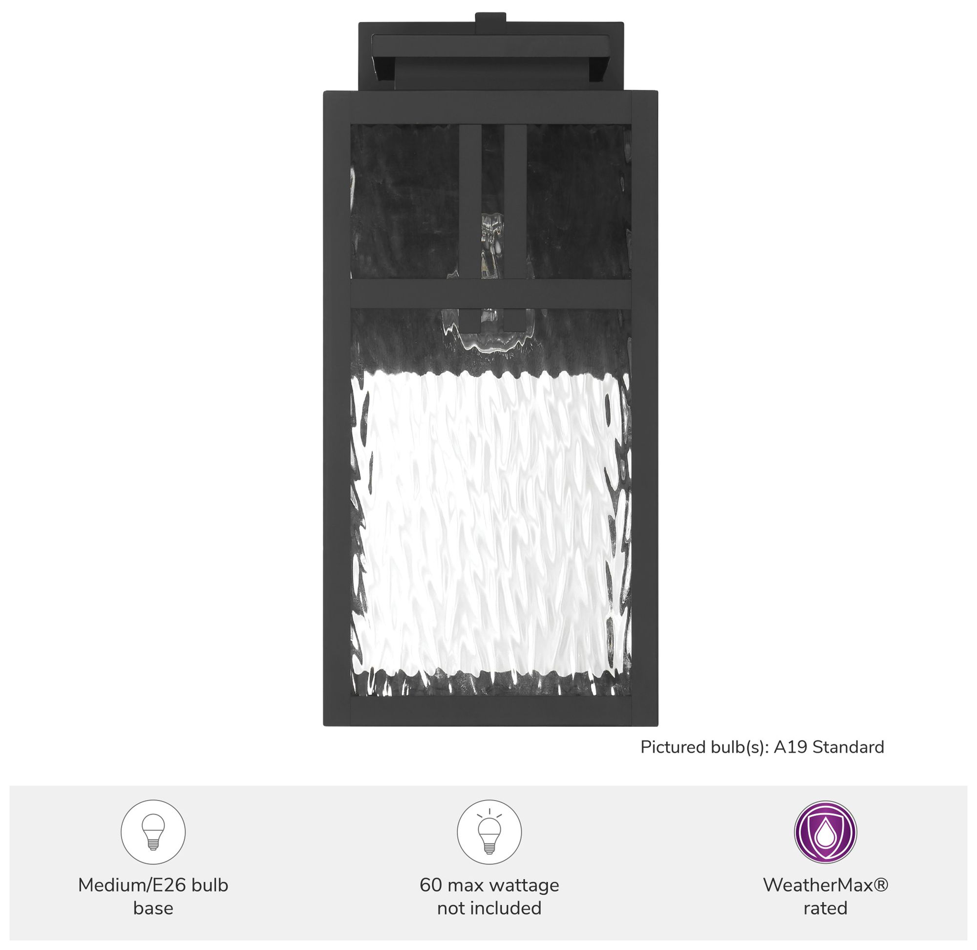 Image 6 Hunter Aspenbrook Matte Black WeatherMax 1 Light Large 17 Inch Wall Light more views