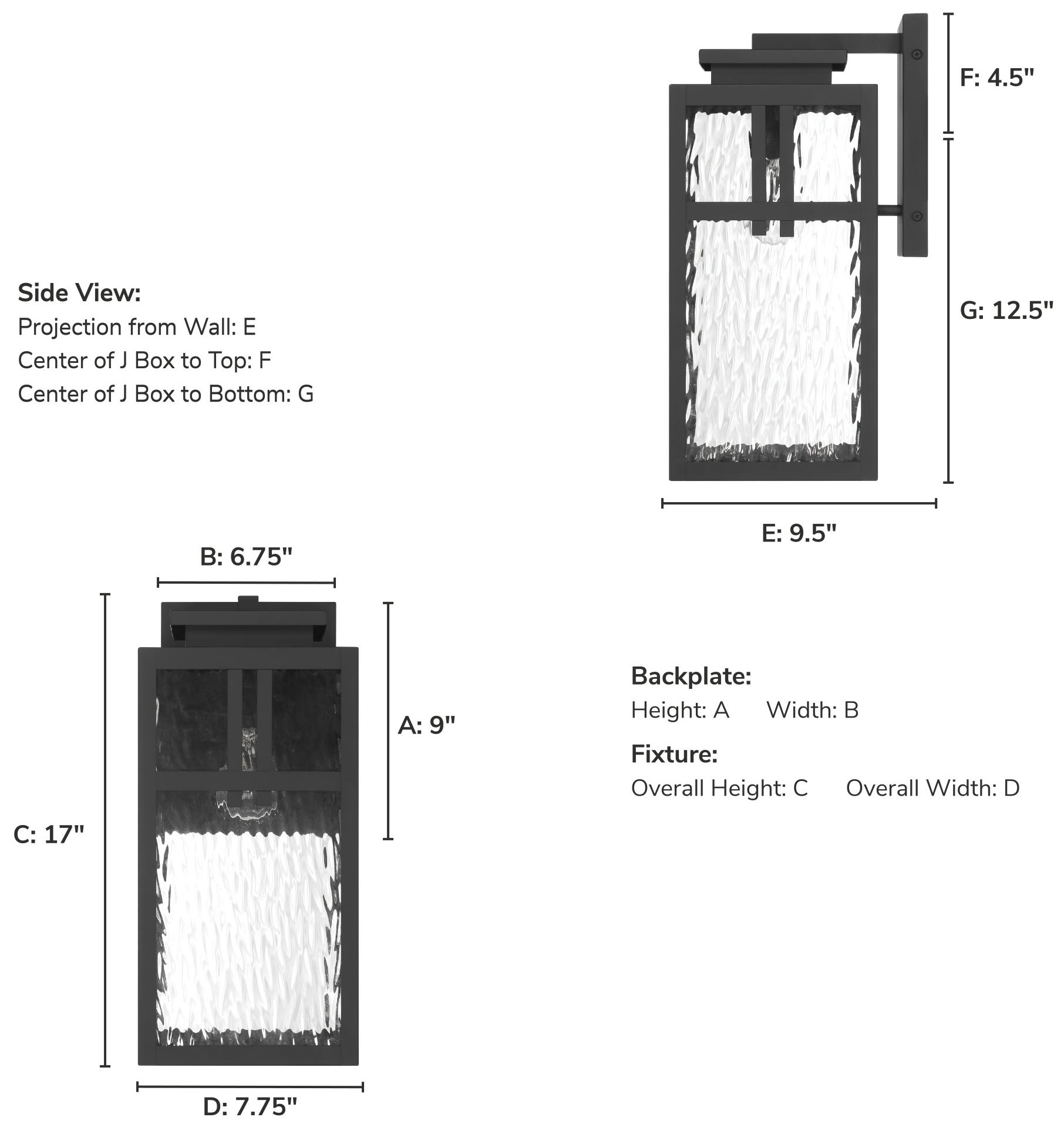 Image 7 Hunter Aspenbrook Matte Black WeatherMax 1 Light Large 17 Inch Wall Light more views