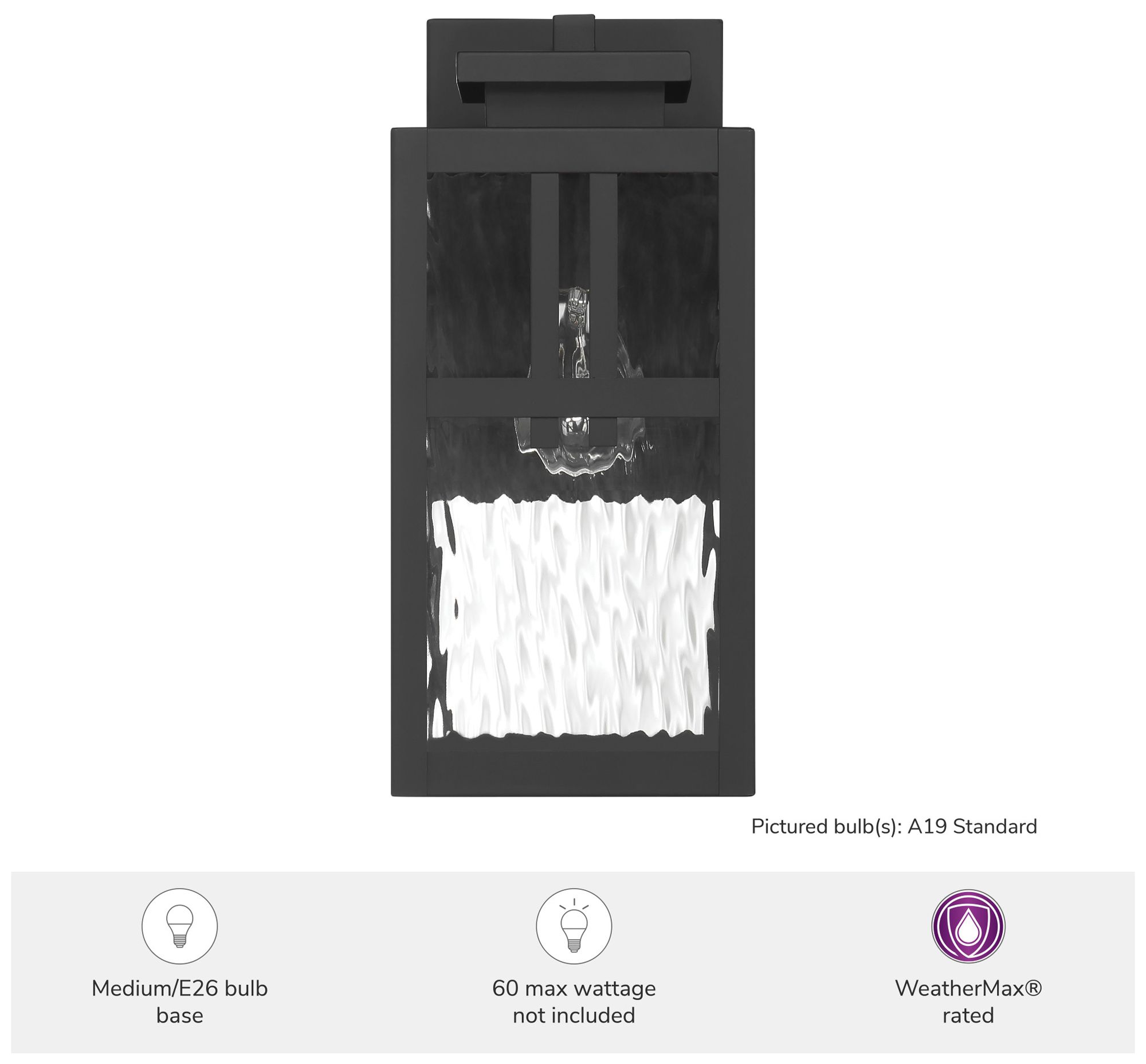 Image 4 Hunter Aspenbrook Matte Black WeatherMax 1 Light Medium 14 Inch Wall Light more views