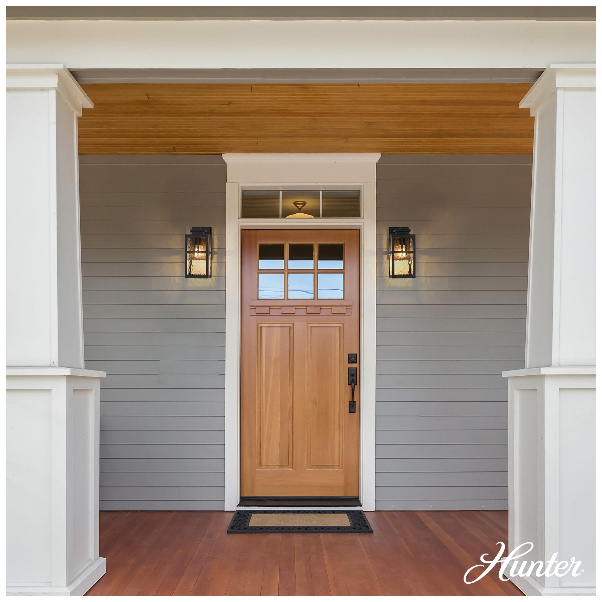 Hunter Aspenbrook Matte Black WeatherMax 1 Light Medium 14 Inch Wall Light