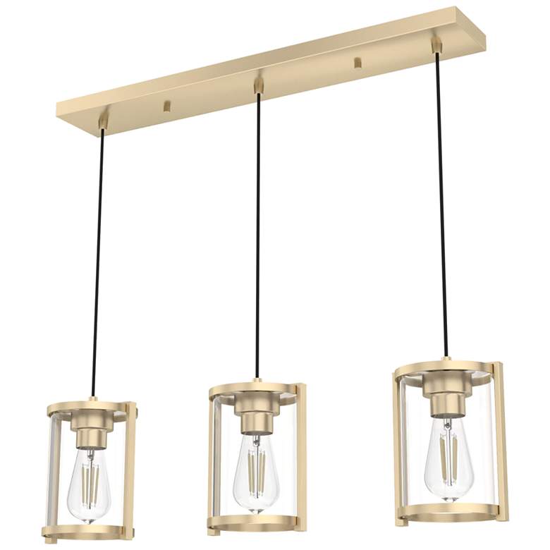 Image 1 Hunter Astwood Alturas Gold with Clear Glass 3 Light Cluster Light