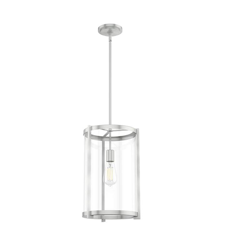 Image 1 Hunter Astwood Brushed Nickel with Clear Glass 1 Light Pendant Light