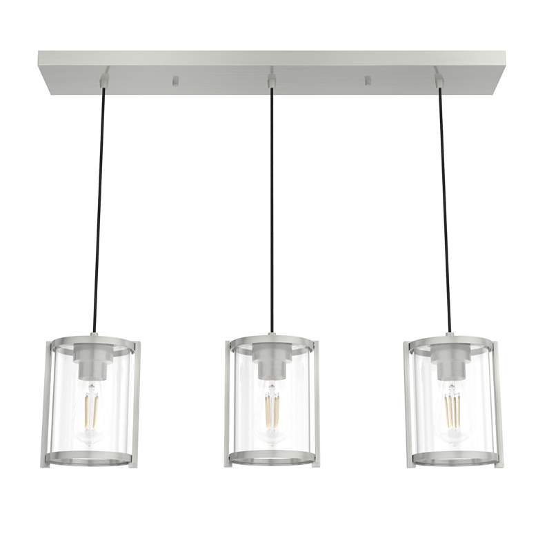 Image 1 Hunter Astwood Brushed Nickel with Clear Glass 3 Light Cluster Light