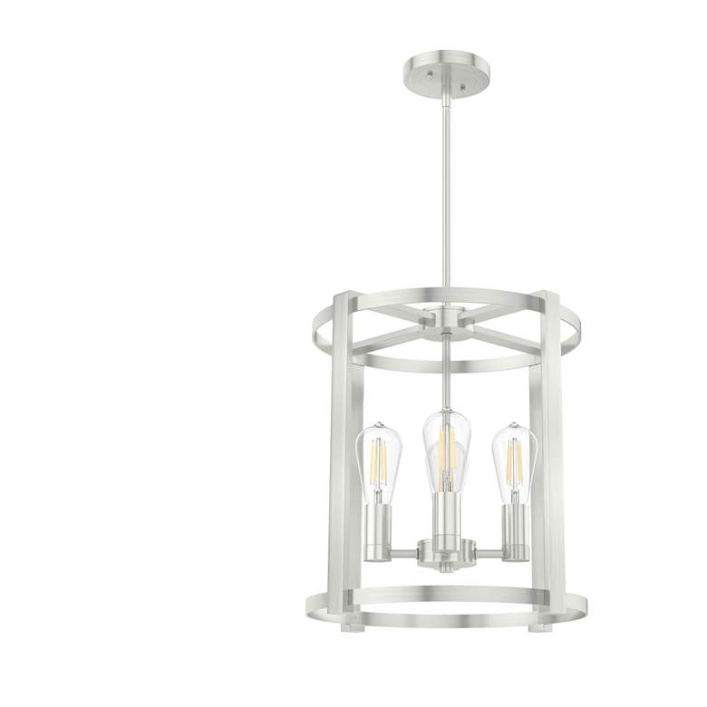 Image 1 Hunter Astwood Brushed Nickel with Clear Glass 4 Light Chandelier Light