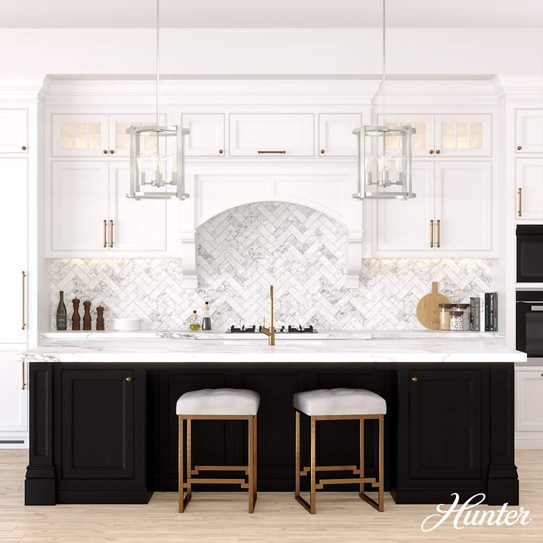 Image 3 Hunter Astwood Brushed Nickel with Clear Glass 4 Light Chandelier Light more views