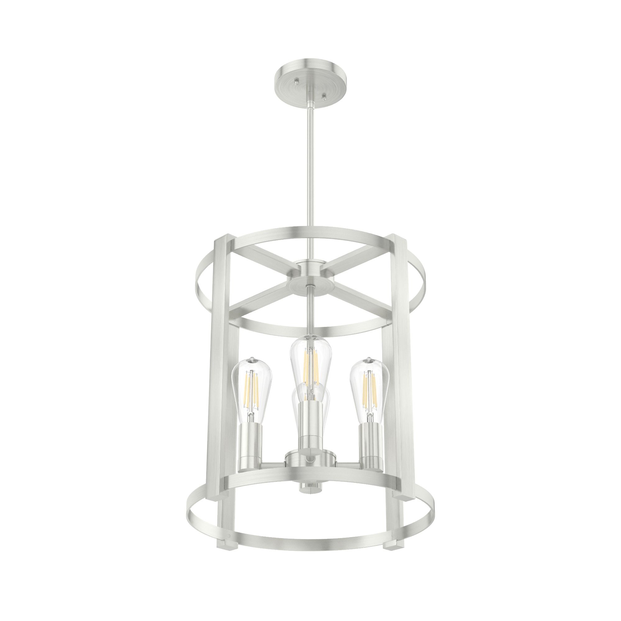 Hunter Astwood Brushed Nickel with Clear Glass 4 Light Chandelier Light