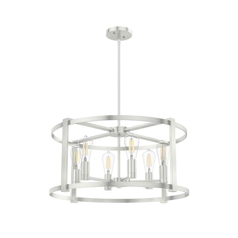 Image 1 Hunter Astwood Brushed Nickel with Clear Glass 6 Light Chandelier Light