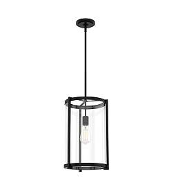 Image1 of Hunter Astwood Matte Black with Clear Glass 1 Light Pendant Light Fixture