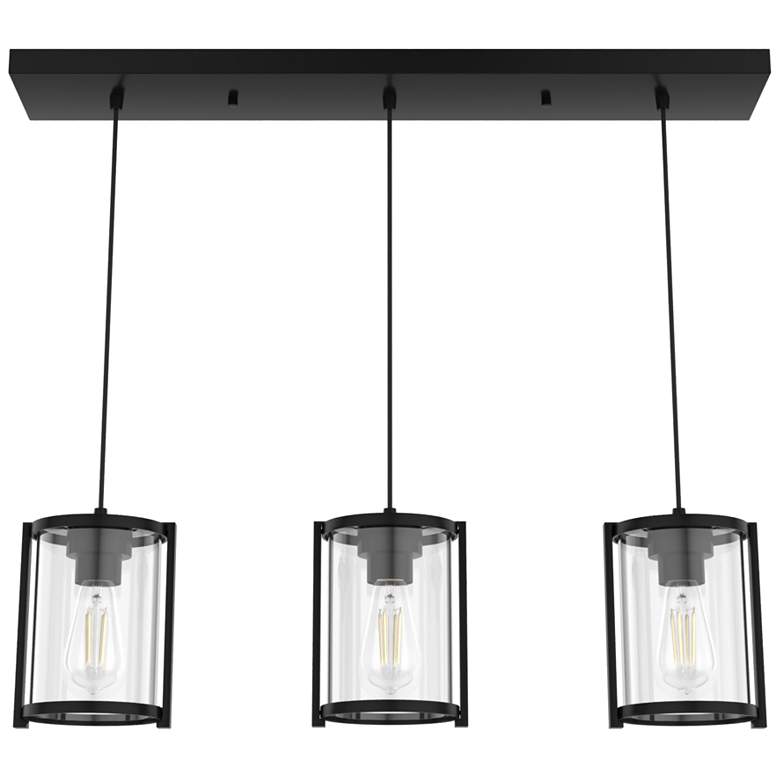 Image 1 Hunter Astwood Matte Black with Clear Glass 3 Light Cluster Light
