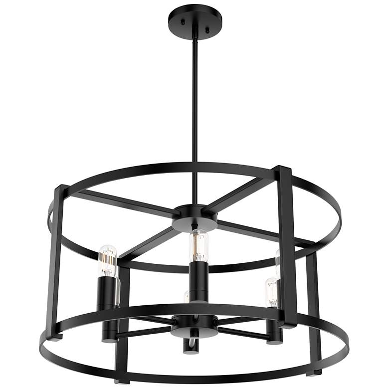 Image 1 Hunter Astwood Matte Black with Clear Glass 6 Light Chandelier
