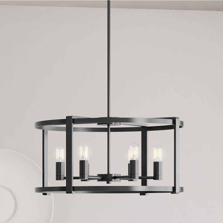 Image 1 Hunter Astwood Matte Black with Clear Glass 6 Light Chandelier
