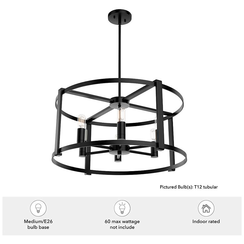Image 6 Hunter Astwood Matte Black with Clear Glass 6 Light Chandelier more views