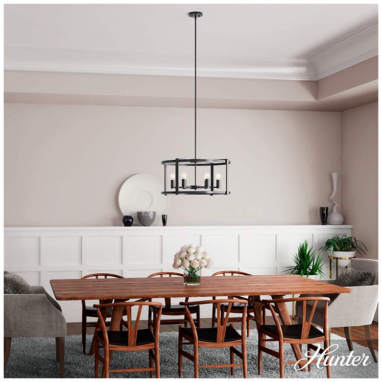 Image 7 Hunter Astwood Matte Black with Clear Glass 6 Light Chandelier more views