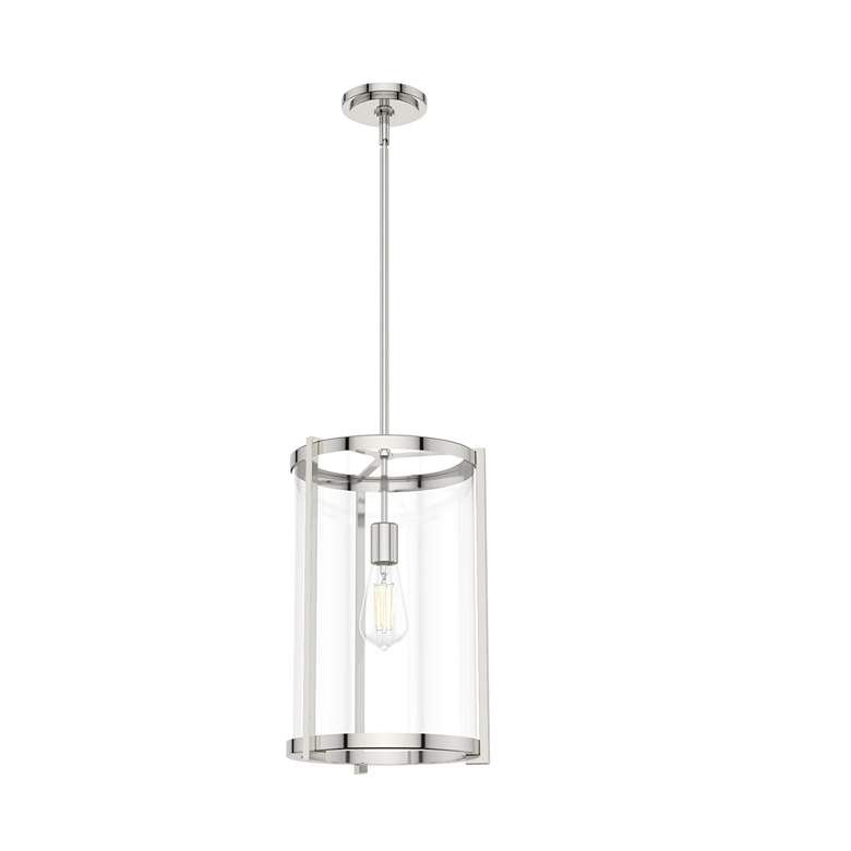 Image 1 Hunter Astwood Polished Nickel with Clear Glass 1 Light Pendant Light