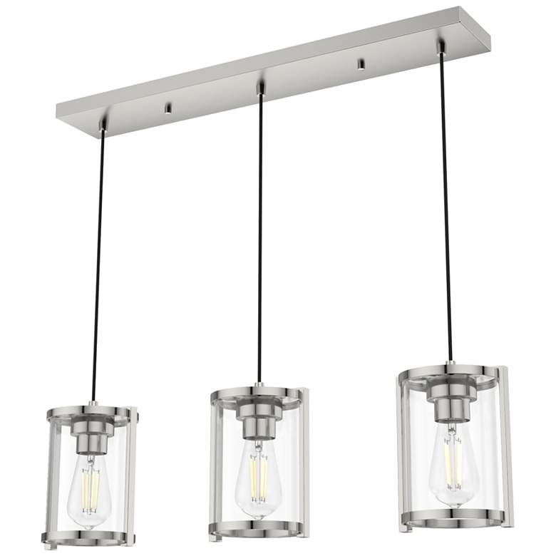 Image 1 Hunter Astwood Polished Nickel with Clear Glass 3 Light Cluster Light