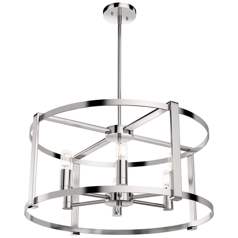 Image 1 Hunter Astwood Polished Nickel with Clear Glass 6 Light Chandelier