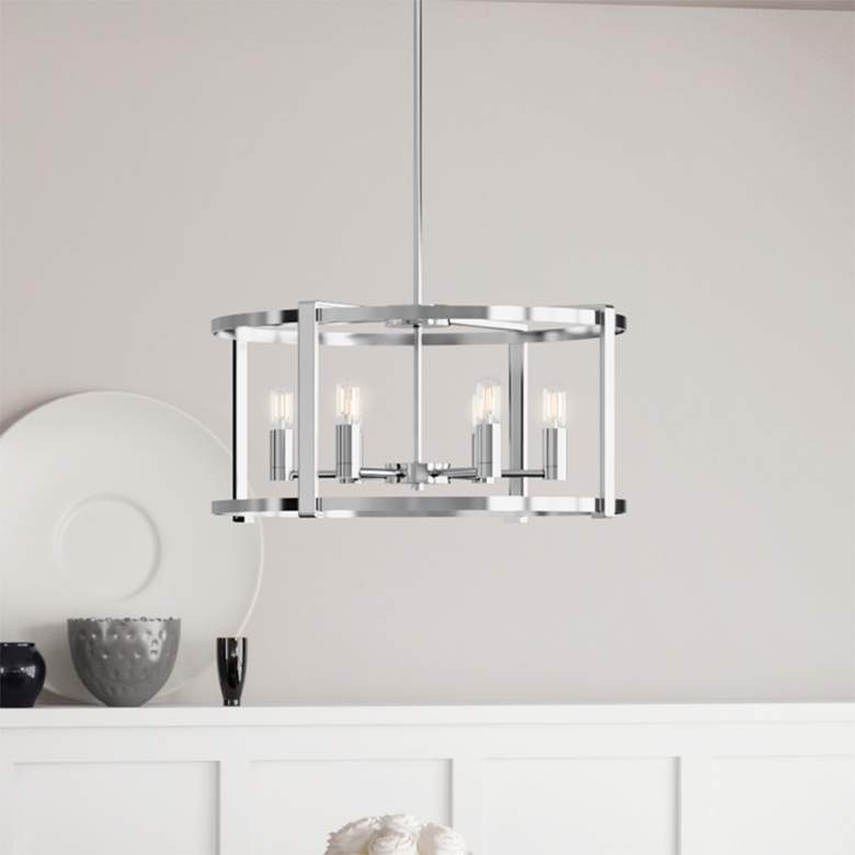 Image 1 Hunter Astwood Polished Nickel with Clear Glass 6 Light Chandelier