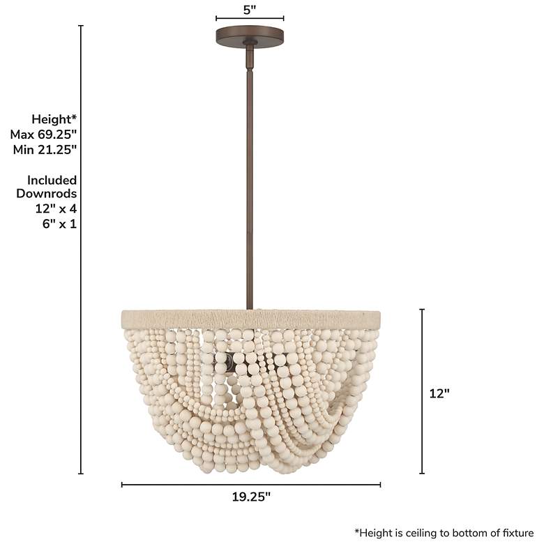 Image 4 Hunter Autumndale Matte Bronze 4 Light Large Pendant Ceiling Light Fixture more views