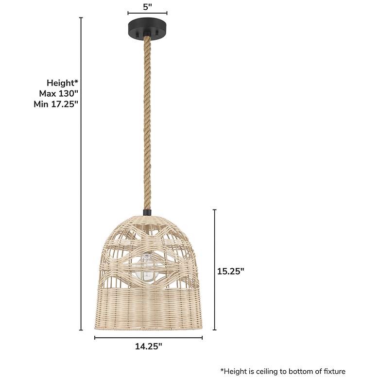 Image 4 Hunter Baskel Matte Black 1 Light Large Pendant Ceiling Light Fixture more views