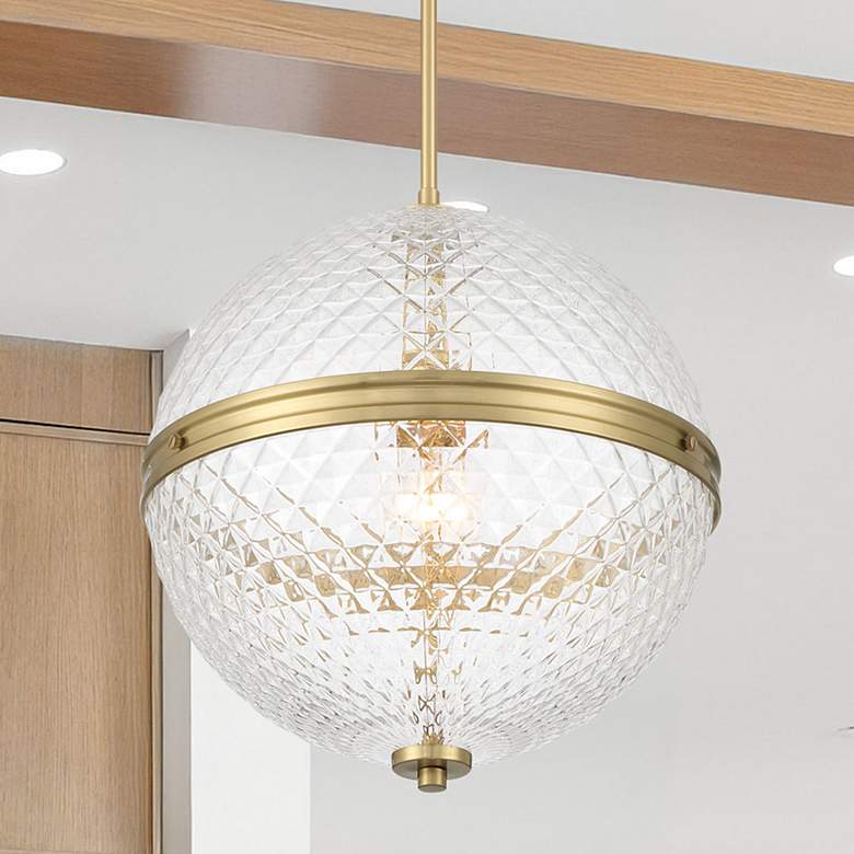 Image 1 Hunter Bay Hollow Alturas Gold with Clear Glass 1 Light Pendant