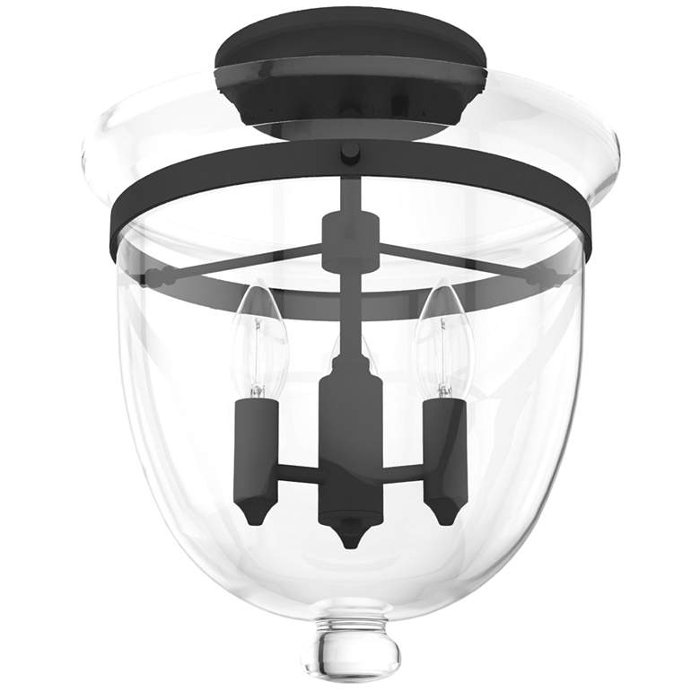 Image 1 Hunter Belltown Natural Iron with Clear Glass 3 Light Flush Mount