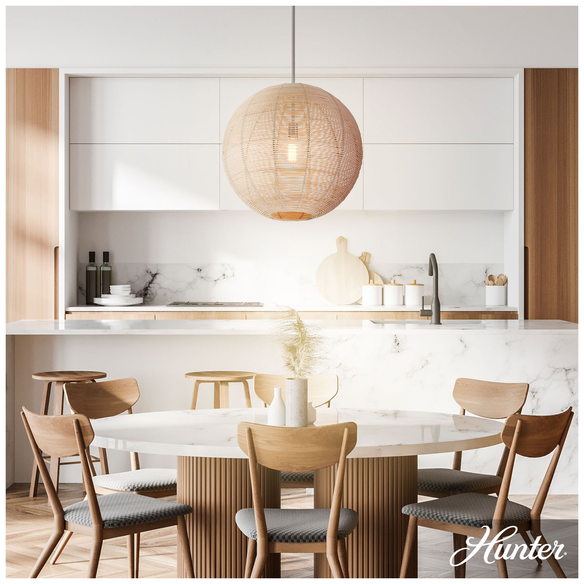 Image 3 Hunter Berkeley Brushed Nickel 1 Light Large Pendant Ceiling Light Fixture more views