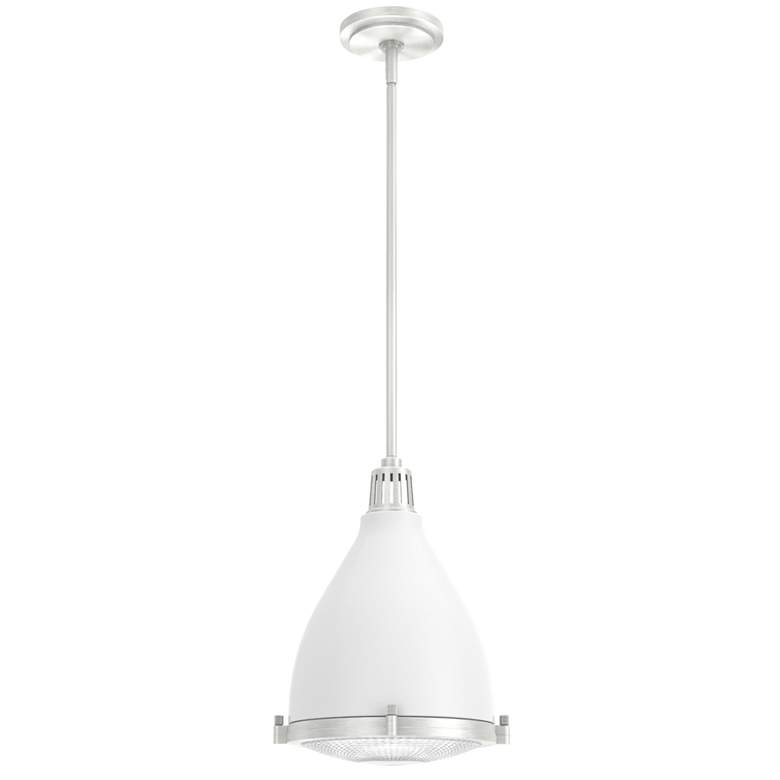 Image 1 Hunter Bluff View Fresh White with Clear Holophane Glass 1 Light Pendant