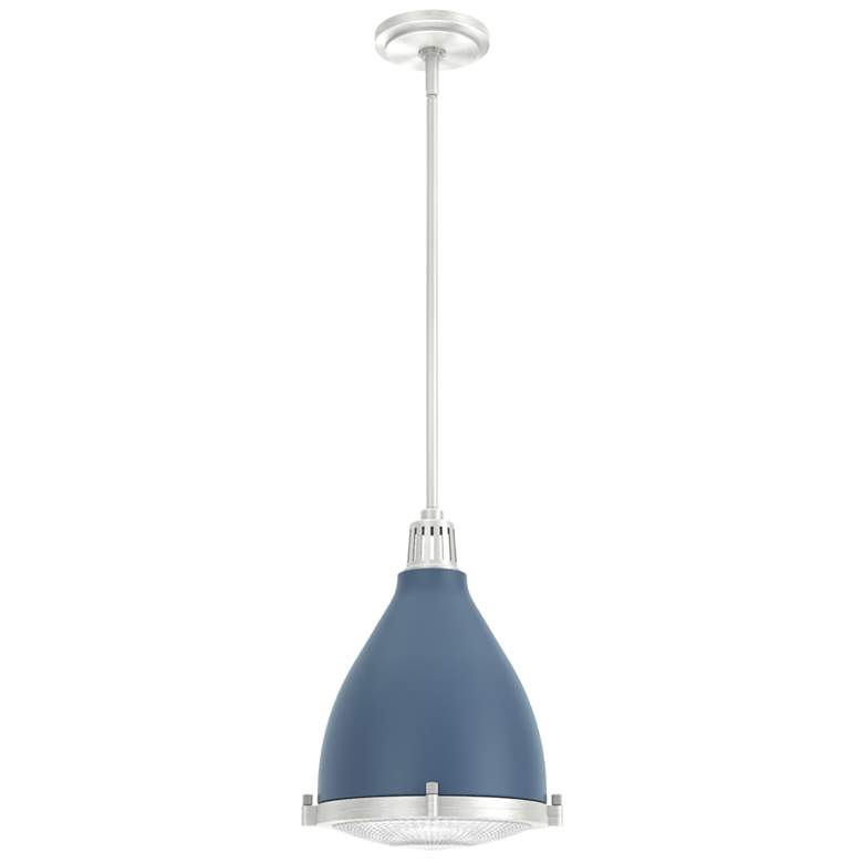 Image 1 Hunter Bluff View Indigo Blue with Clear Holophane Glass 1 Light Pendant