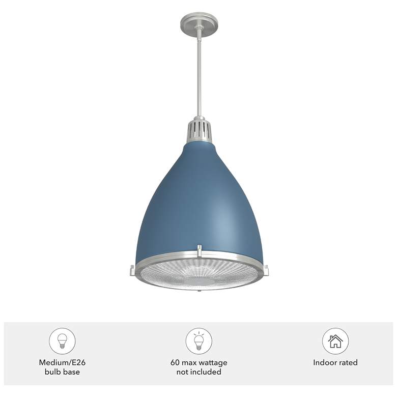 Image 5 Hunter Bluff View Indigo Blue with Clear Holophane Glass 3 Light Pendant more views