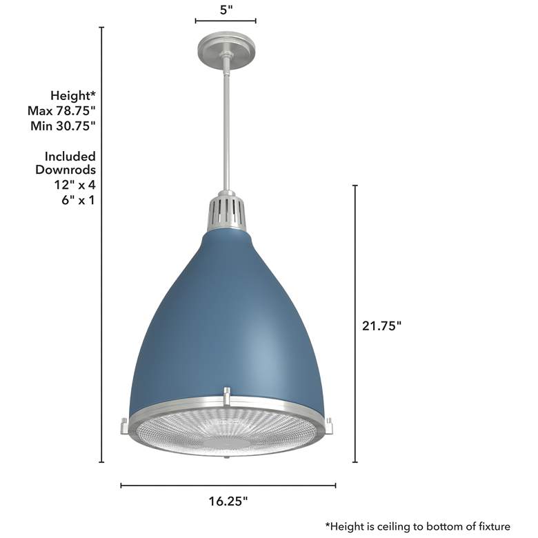 Image 6 Hunter Bluff View Indigo Blue with Clear Holophane Glass 3 Light Pendant more views