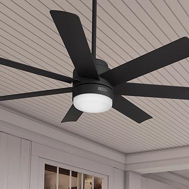 Hunter Brazos LED 52 in Matte Black ENERGY STAR Outdoor Fan