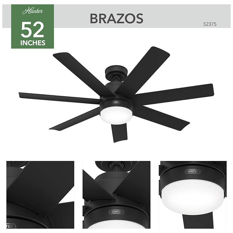 Image 6 Hunter Brazos LED 52 in Matte Black ENERGY STAR Outdoor Fan more views