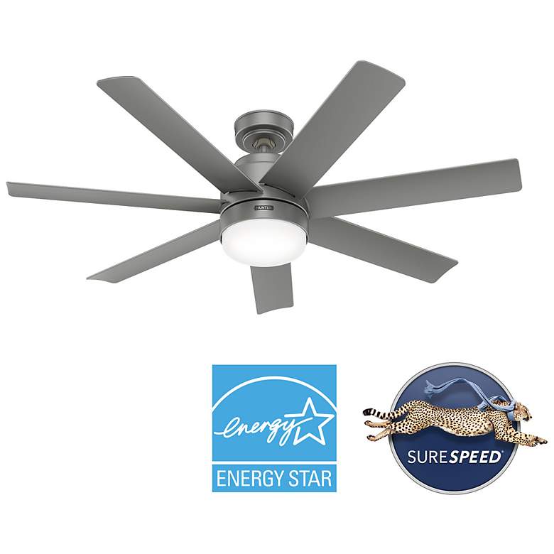 Image 3 Hunter Brazos LED 52 in Matte Silver ENERGY STAR Outdoor Fan more views