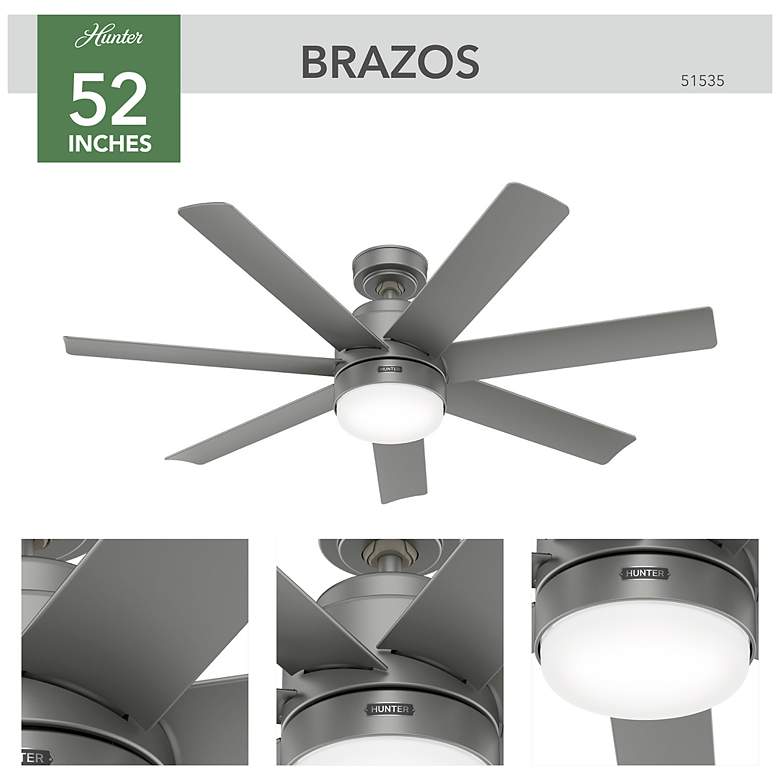 Image 6 Hunter Brazos LED 52 in Matte Silver ENERGY STAR Outdoor Fan more views