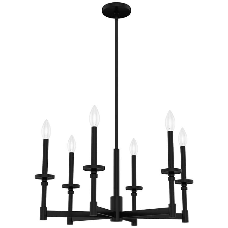 Image 1 Hunter Briargrove Matte Black 6 Light Chandelier Ceiling Light Fixture