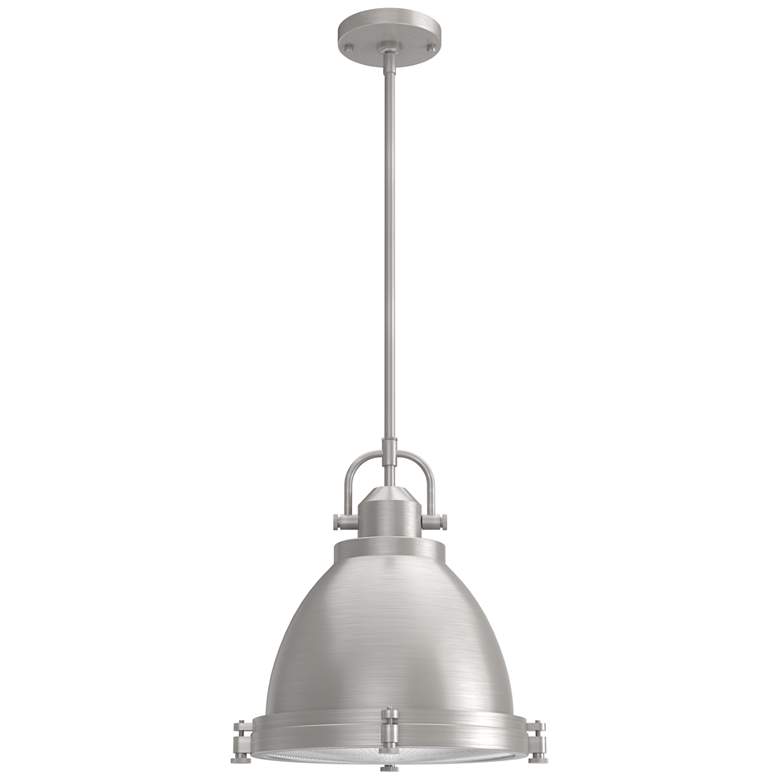 Image 1 Hunter Bridgemoor Brushed Nickel with Clear Holophane Glass 2 Light Pendant