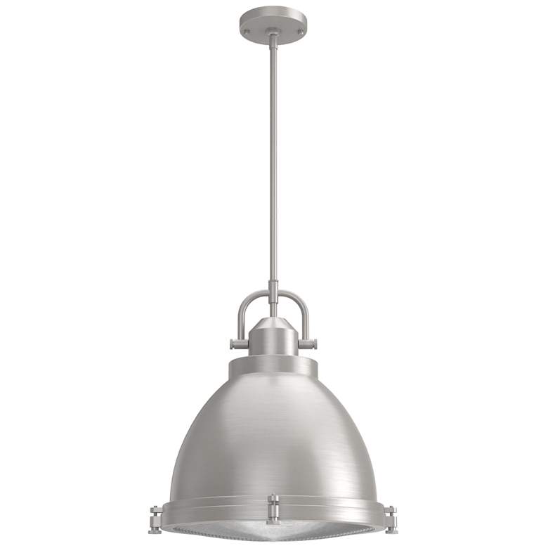 Image 1 Hunter Bridgemoor Brushed Nickel with Clear Holophane Glass 3 Light Pendant