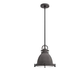 Image1 of Hunter Bridgemoor Noble Bronze with Clear Holophane Glass 1 Light Pendant