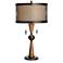 Hunter Bronze and Cherry Wood Modern Table Lamp with USB Dimmer