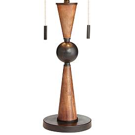 Image4 of Hunter Bronze and Cherry Wood Table Lamp with Table Top Dimmer more views