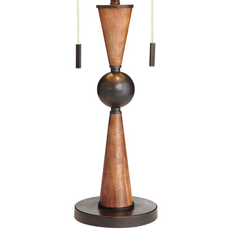 Hunter Bronze and Cherry Wood Table Lamp with Table Top Dimmer more views