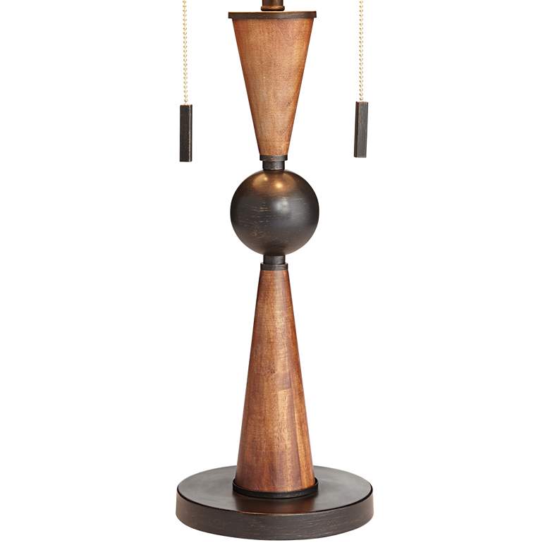 Image 4 Hunter Bronze and Cherry Wood Table Lamp with Table Top Dimmer more views