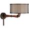 Hunter Bronze and Walnut Plug-In Swing Arm Wall Lamp