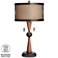 Hunter Bronze Cherry Wood Table Lamp with Battery Pack Lamp Base