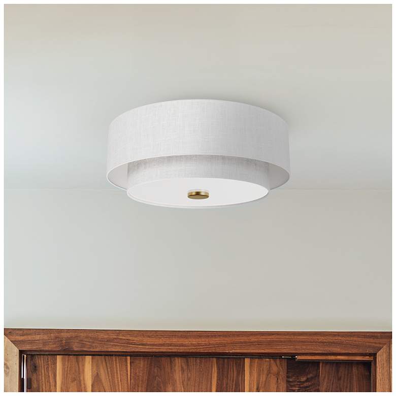 Image 1 Hunter Brookside Luxe Gold with Frosted Glass 2 Light Flush Mount