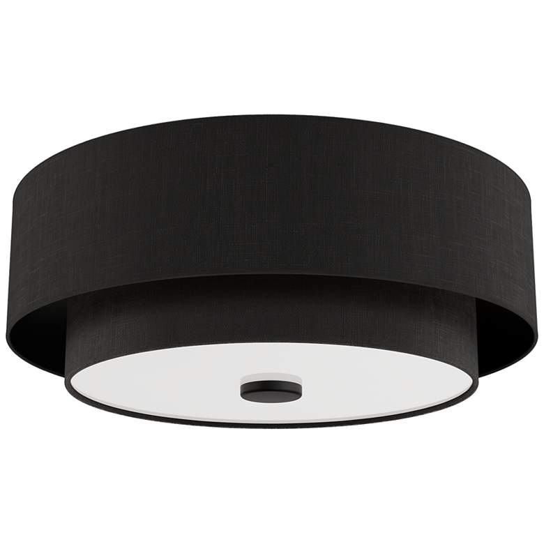 Image 2 Hunter Brookside Matte Black with Frosted Glass 2 Light Flush Mount